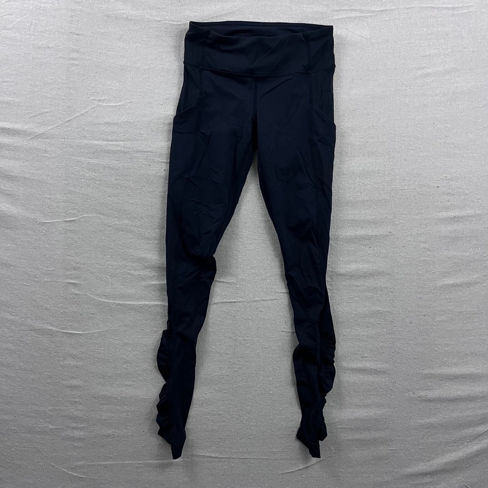 Lululemon Ruched Leggings Womens‎ 4 Black High Rise Side Pockets Activewear